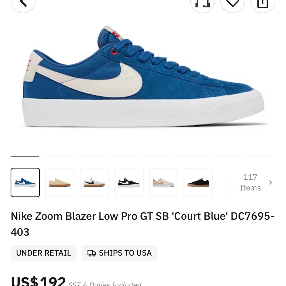 NEW - Nike Zoom Blazer Low Pro GT SB 'Court Blue' DC7695-403